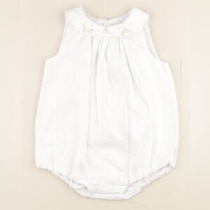 JACADI PARIS WHITE LINEN BAY ROMPER
